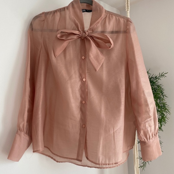 Zara tulle pink blouse - Picture 1 of 4